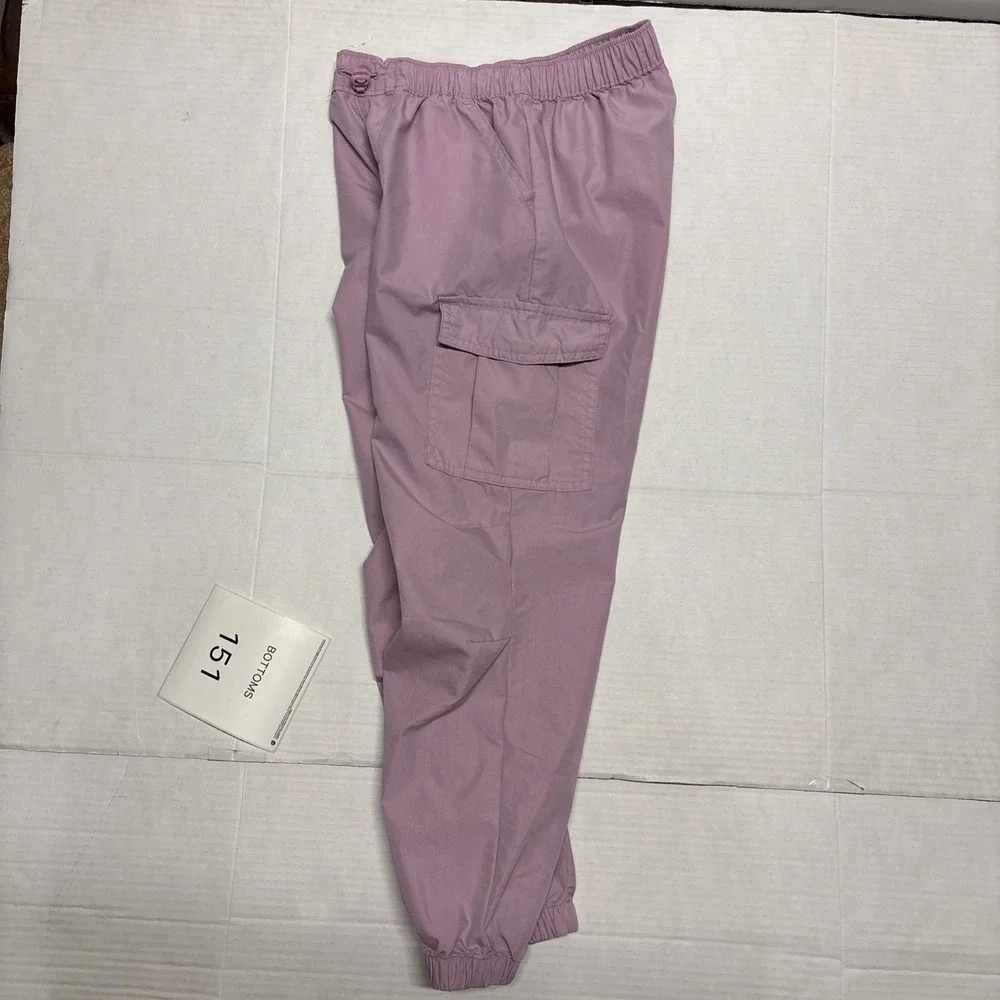Cat & Jack Girls Pink Rose Parachute Cargo Pants Size M 8 Utility Tapered Leg